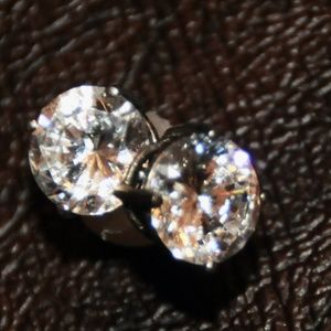 CZ stud earrings, 6 ctw in basket setting